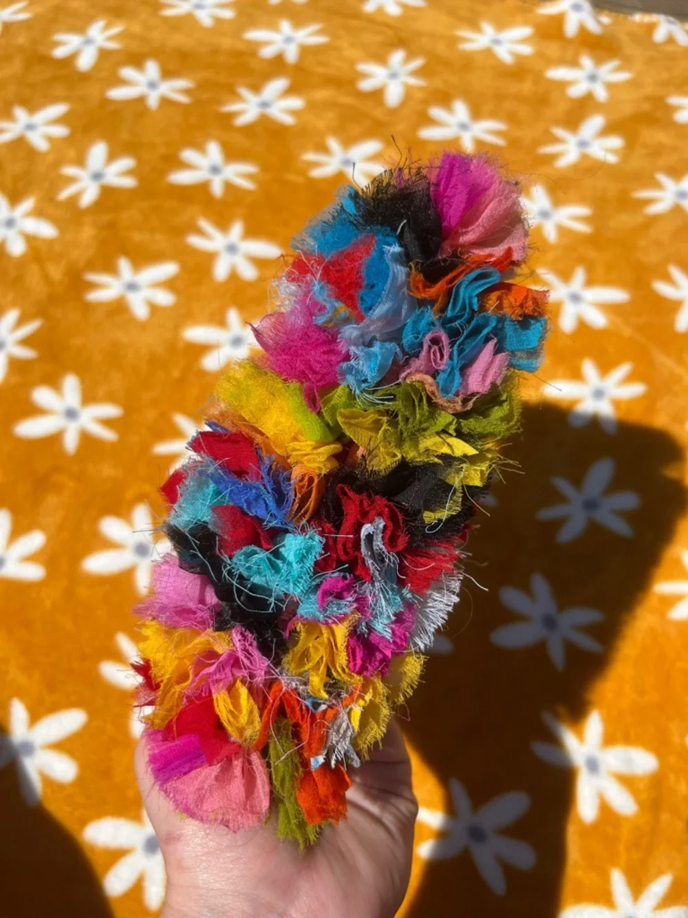 Small Colorful Handloom Frilly Boho Pouch Cosmetic Makeup Bag